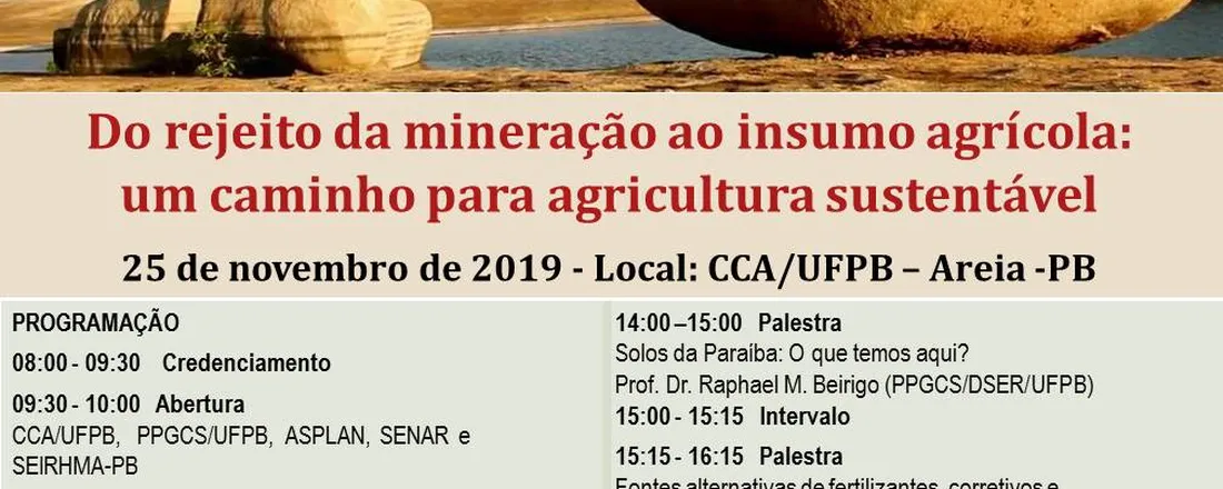 I Seminário de Agrogeologia da Paraíba