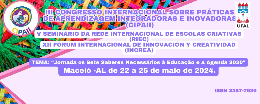III CIPAII - Congresso Internacional sobre Práticas de Aprendizagem Integradoras e Inovadoras; V RIEC – Seminário da Rede Internacional de Escolas Criativas; XII INCREA - Fórum Internacional de Innovación y Creatividad. Tema: “Jornada  Os sete saberes necessários à educação e a Agenda 2030
