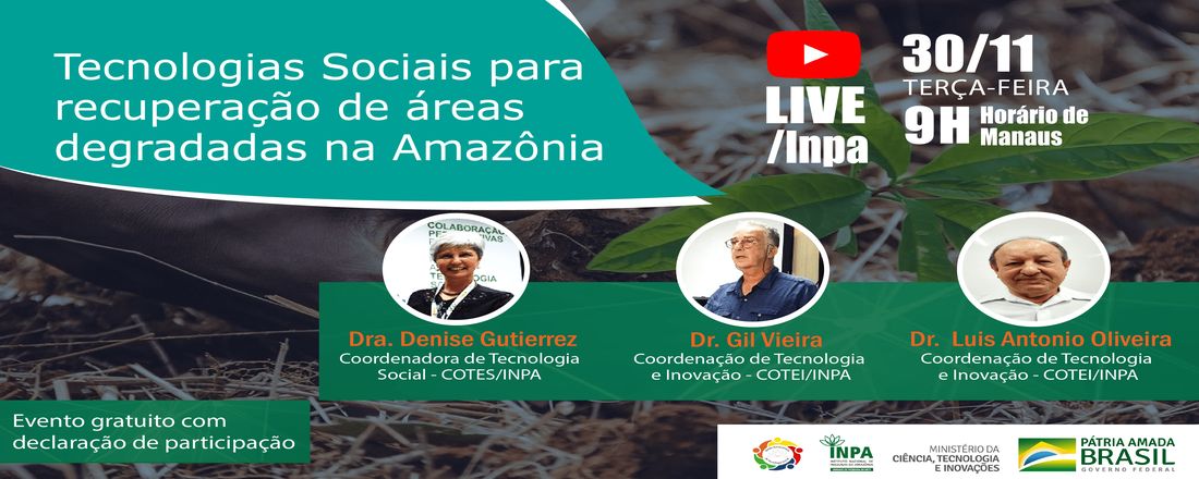 LIVE - Tecnologias Sociais para recuperação de áreas degradadas na Amazônia