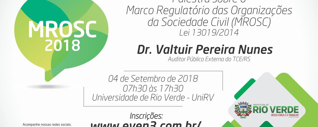 Palestra sobre Mrosc - Lei 13.019/2014 com Dr. Valtuir Nunes