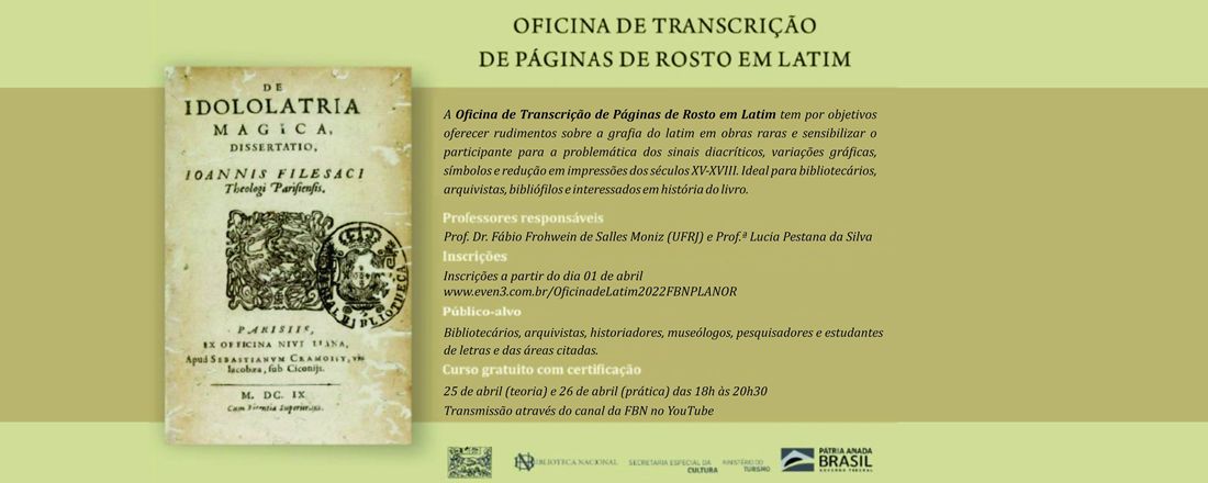 Oficina de transliteração de páginas de rosto em latim