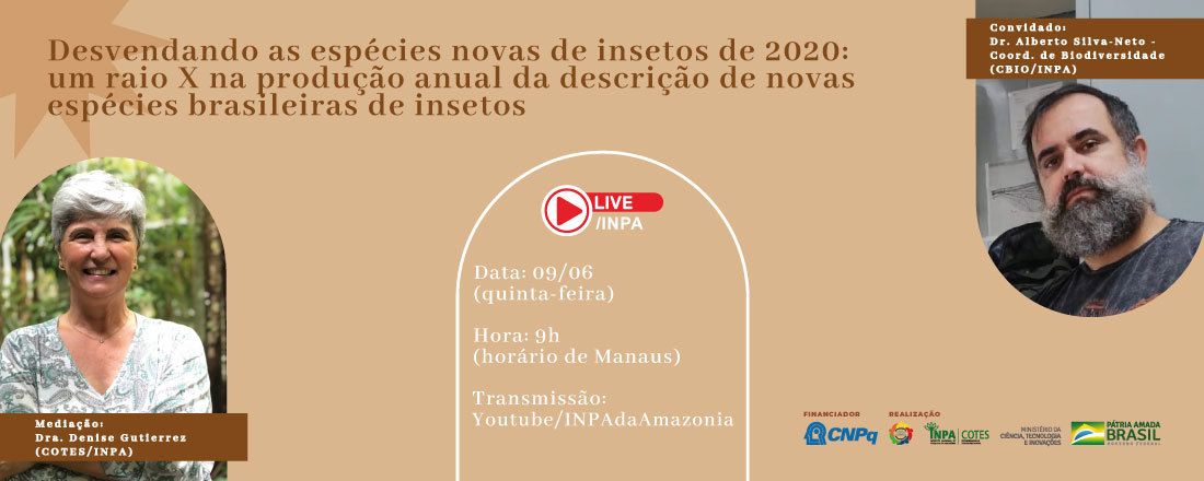 LIVE - Desvendando as espécies novas de insetos de 2020: um raio X na produção anual da descrição de novas espécies brasileiras de insetos