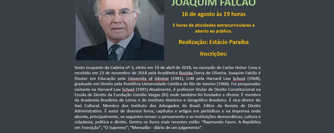 MÊS DO JURISTA - ESTÁCIO PARAÍBA - JOAQUIM FALCÃO