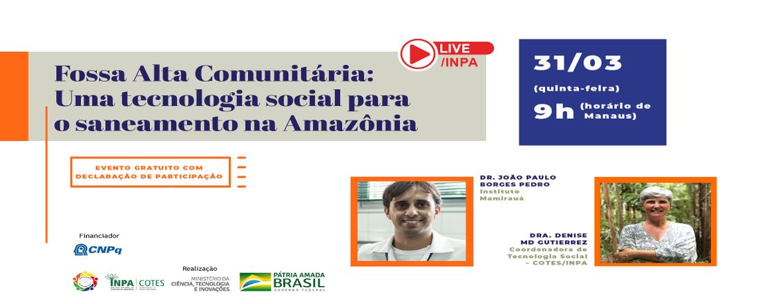 Live - Fossa Alta Comunitária: Uma tecnologia social para o saneamento na Amazônia