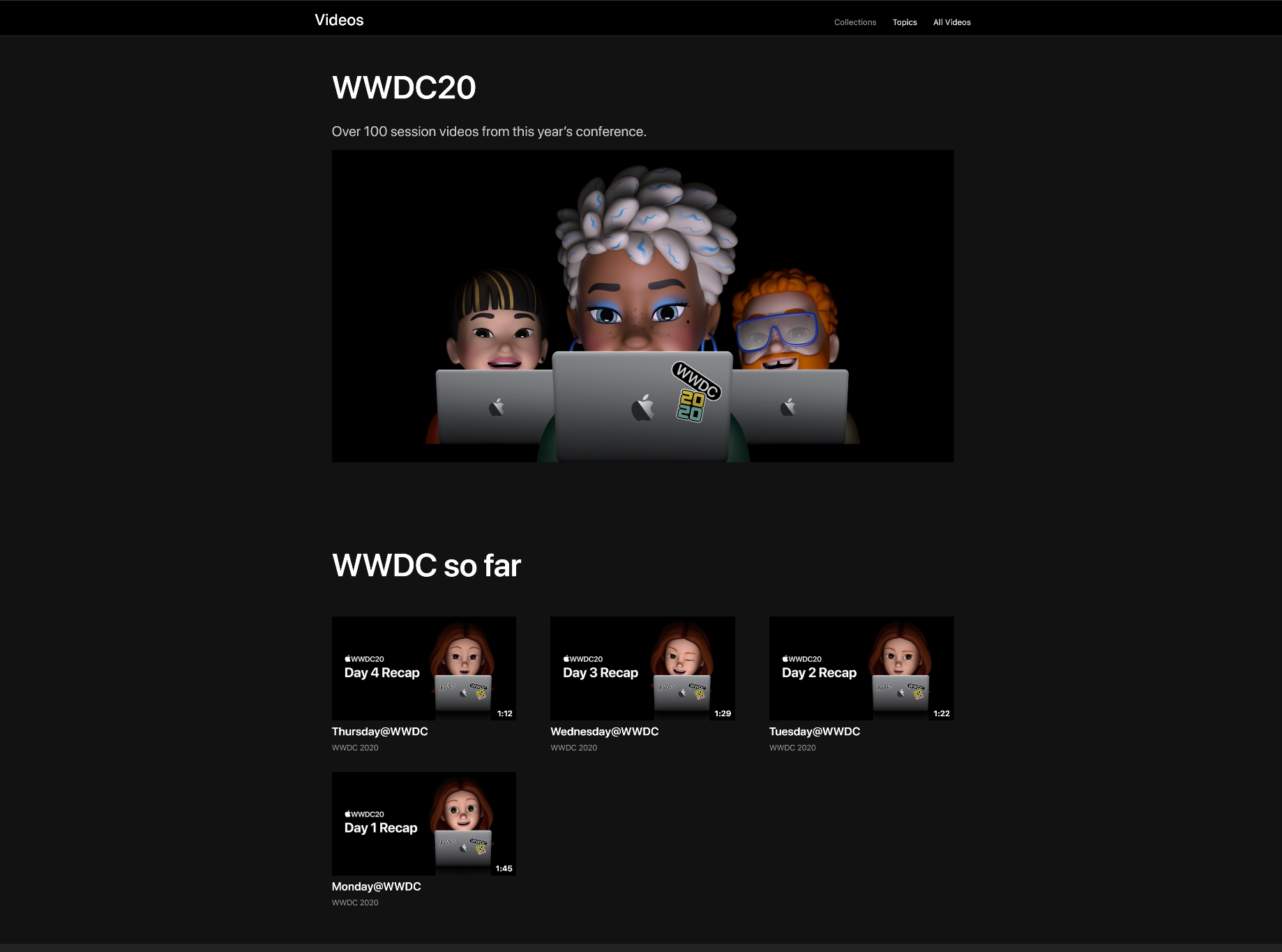 vídeos gravados no wwdc20 apple